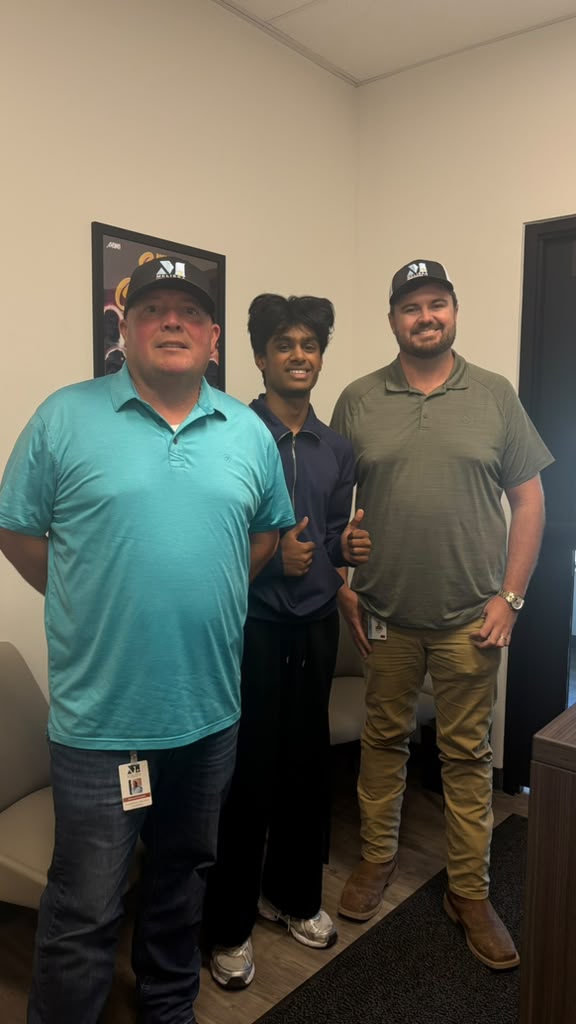Pranil with Matthew Dill and Frankie Galvez at the City of Melissa meeting
